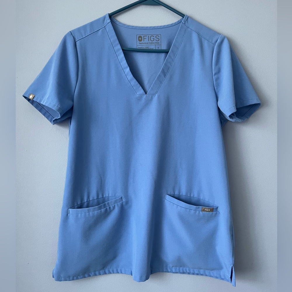 Figs Bundle Casma 3 Pocket Scrub Tops Celi Blue Small